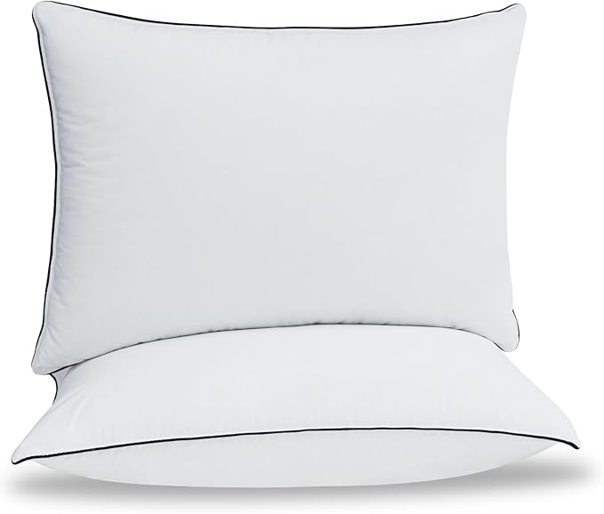 Luxury Down Fiber Pillows Queen Size, Bed Pillows for Sleeping, Pillow for Back, Stomach or Side Sleepers