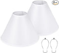 16Inch Large White Linen Lamp Shades Set of 2,Classic Empire Style Fabric Lampshade for Table Lamps and Floor Lamps,Elegant Replacement Light Shade,Linen Lamp Shades with Spider Fitter and Harp