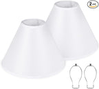 16Inch Large White Linen Lamp Shades Set of 2,Classic Empire Style Fabric Lampshade for Table Lamps and Floor Lamps,Elegant Replacement Light Shade,Linen Lamp Shades with Spider Fitter and Harp