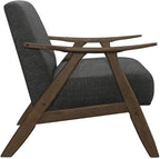 Lexicon Mid Century Modern Accent Chair with Solid Wood Frame in Walnut Finish, Upholstered Living Room Lounge Arm Chair, Thick and Comfy Innerspring Seat Cushion, Linen-Look Fabric, Dark Grey