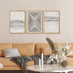 CHDITB Abstract Modern Framed Canvas Wall Art Set, Geometric Line Textured Wall Decor, Minimalist Neutral Wall Painting, Beige Black Art Prints for Living Room, Bedroom, Office - Large Size 16"x24"x3
