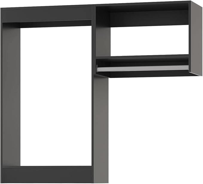 Modular Closet, 55" Wide Organizer with Hanging, Wood Tower Storage for Walk-in Closets, Wall Mounted Wardrobe Kit, Bedroom, Black