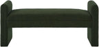 24KF Modern Upholstered Bed Bench Covered with Soft Boucle Teddy Fabric, Lovely Entryway Bench Ottoman with Armrest,5062-Dark Green
