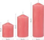 Pillar Candle 3 x 4,6 and 8 inch, Large Handmade Candle Set 3, Pink Decorative Candle for Wedding, Home Decoration, Dinner, Church
