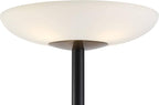 Possini Euro Design Meridian Light Blaster™ Modern Style Torchiere Floor Lamp LED 72" Tall Black Antique Brass Metal White Glass Shade for Living Room Reading House Bedroom Home Office