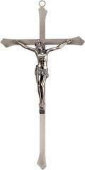 ACHIBANG 10" Metal Crucifix Wall Cross – Modern Catholic Silver Jesus Cross for Wall Decor, Christian Symbol of Faith