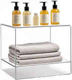 21" Acrylic Shower Stool with Storage Shelf - Waterproof Bath Bench for Spa & Shower, Heavy-Duty Seating (Holds 400lbs) - Ideal for Shaving Legs & Organizing Items