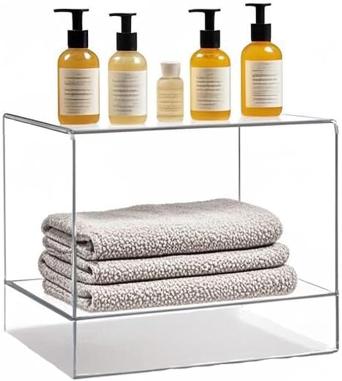 21" Acrylic Shower Stool with Storage Shelf - Waterproof Bath Bench for Spa & Shower, Heavy-Duty Seating (Holds 400lbs) - Ideal for Shaving Legs & Organizing Items
