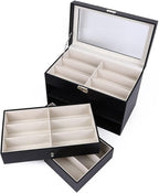 Large Capacity Sunglasses Storage Box Three-Layer 18 Digit Glasses Eyeglass Watch Display Case Organizer