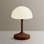 Mushroom Lamp Cordless Lamp Table Lamp,Outdoor Waterproof Shower Lamps,5000mAh Rechargeble Battery Operated Dimmable Touch Desk Lamps,LED Night Light for Bathroom Patio Camping Outdoor/Walnut