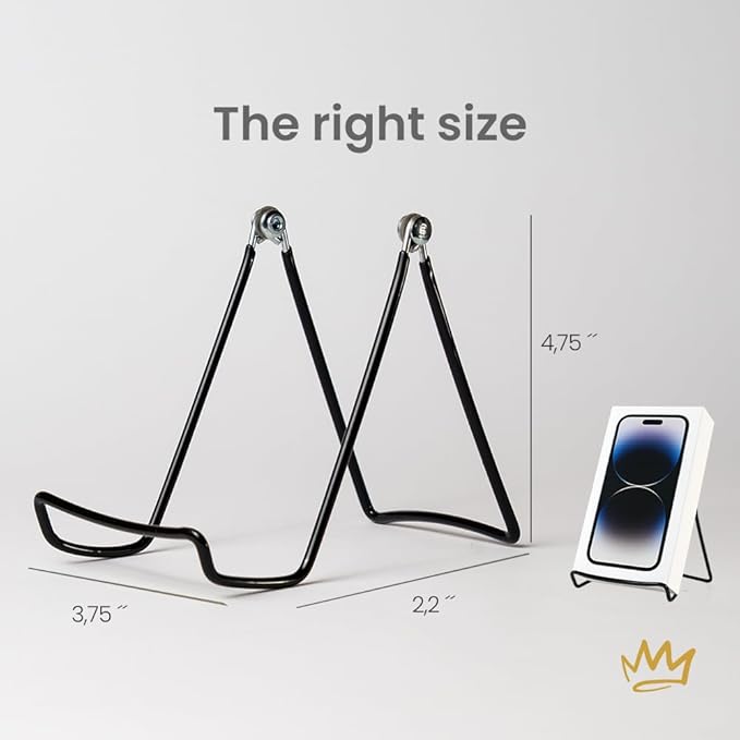 KINGDOM SOLUTIONS MADE IN USA 4-Pack Adjustable Black Metal Easels - Book Stand - Sturdy Plate Stand for Art, Pictures, Books, Frames - Unique on the Market