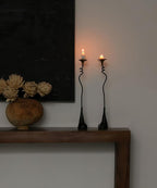 2Pcs Tall Iron Taper Candle Holder Tabletop Black Candlestick for Home Decor Candle Stand with Candle