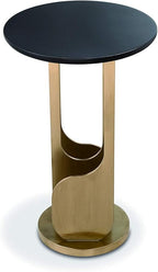 Erin Side Table – Modern End Table with 304 Stainless Steel & Bright Brass Base, Wood Top, Commercial Grade Quality