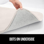 GORILLA GRIP Memory Foam Bath Mat, Soft Absorbent Velvet Bathroom Mats, Durable Dots on Underside, Machine Washable Bathmat, Carpet Rug Room Decor for Shower Tub Floor RV, 24x17 Rugs, Cream