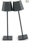 2 Packs LED Cordless Table Lamp, Rechargeable Battery Desk lamp 5500mAh Battery Operated Stepless Dimming Modern Portable Table Light for Restaurant/Table/Bedroom/Outdoor IP54 Waterproof (Anthracite)