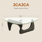 Coffee Table for Living Room Mid Century Modern Center Table with Glass Top, Black Transparent