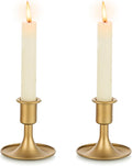 Sziqiqi Gold Candle Holders for Candlesticks Set of 2 - Small Taper Candle Holders for Wedding Centerpiece Candle Stick Stands for Candlelight Dinner Table Christmas Mantel