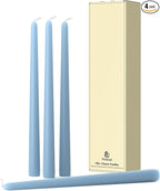 10-Inch Tall Dripless Taper Candles Set of 4 - Baby Blue Tapered Candles, Perfect for Halloween,Fall - Smokeless, Unscented, Long Burning - Hand Poured, Colored Tall Candlesticks - Baby Azul