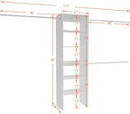 117 inch Large Wall-Mounted Closet Organizer with 5 Storage Shelves and 3 Hanging Rods – Open Wardrobe System-White
