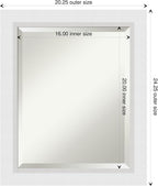 Amanti Art White Wall Mirror 24x20 Blanco White Rectangle Bathroom Mirror for Wall Decor Living Room, Small Modern Wood Frame, Hangs Horizonally and Vertically, Bathroom Decor, Beveled Edge