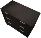 Manhattan Comfort Granville 38-Inch Solid Wood Dresser with 3 Full Extension Soft Close Drawers, Fluted Ribbed Front with Gold Metal Handles for Bedroom, Living Room, Dorm, Nursery in Black