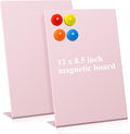 Shimeyao 2 Pcs Pink Magnetic Bulletin Board for Tabletops with 8 Magnets 12 x 8.5 Inch Memo Display Easel Stand for Home Office School Kitchen Table Supplies (Square)