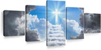 Elephant Stock Stairway To Jesus Christ Wall Art Multi Piece Canvas - 5 Panel Christian Pictures Decor - Digital Design Canvas Print - Christian Wall Decor - 80" X 36"