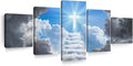 ElephantStock Stairway To Jesus Christ Wall Art Multi Piece Canvas - 5 Panel Christian Pictures Decor - Digital Design Canvas Print - Christian Wall Decor - 29" X 12"