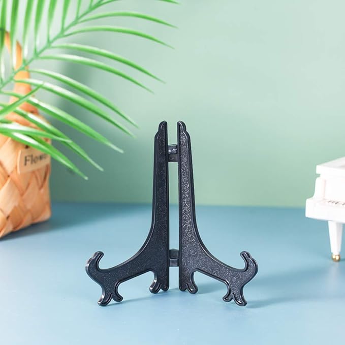 Artliving 6 Inch Black 12pcs/Set Plastic Easels Plate Display Stands Picture Frame Stand Holder