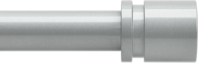 Curtain Rods for Windows 16 to 170 Inches Adjustable Length 1 Inch Diameter Window Curtain Rod with Aluminium End Cap, Silver Gray