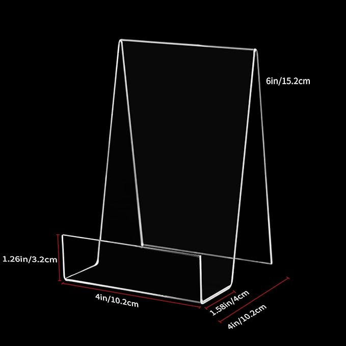 ZOEY Acrylic Book Stand with Ledge Clear Display Easels Plate - 5 Pack Large Book Holder Easel Stand for Display, Music Sheets, Artworks, CD, Tablet Holder (Large)