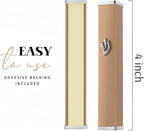SURI Mezuzah Cover – 3.8 Inch Bronze Aluminum Jewish Door Mezuza Case with Printed Scroll, Contemporary Judaica Style, Fits a 3 Inch Scroll, Self-Stick Adhesive
