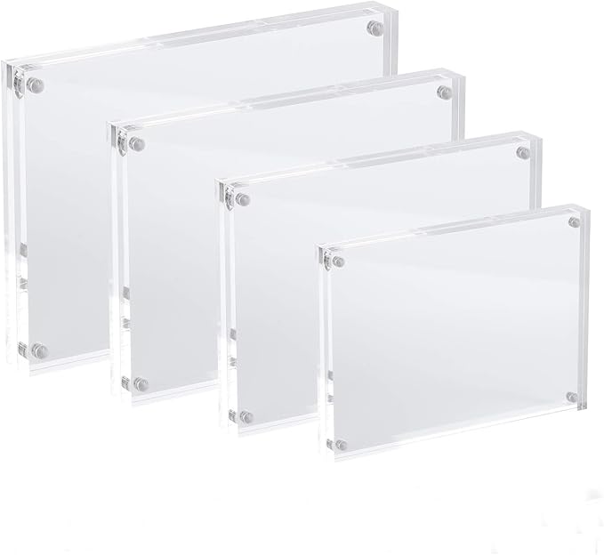 5x7 Acrylic Photo Frame, Magnetic Picture Frames, 10 + 10MM Thickness Stand in Desk Table, Clear (5 Pack)
