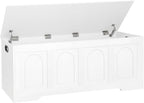 DINZI LVJ Storage Chest, 50” Extra Large Storage Bench with 2 Safety Hinges, Wooden Toy Box with Flip-Top, Large Trunk for Living Room, Playroom, Easy Assembly, White