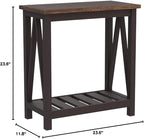 ChooChoo Farmhouse End Table, Rustic Vintage Narrow End Side Table with Storage Shelf for Small Spaces, Nightstand Sofa Table for Living Room, Bedroom Espresso 2 Pack