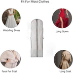 72" Wedding Dress Garment Bags Foldable Dress Bag for Long Gowns Traveling Protector Cover for Hanging Clothes with Zipper (White)