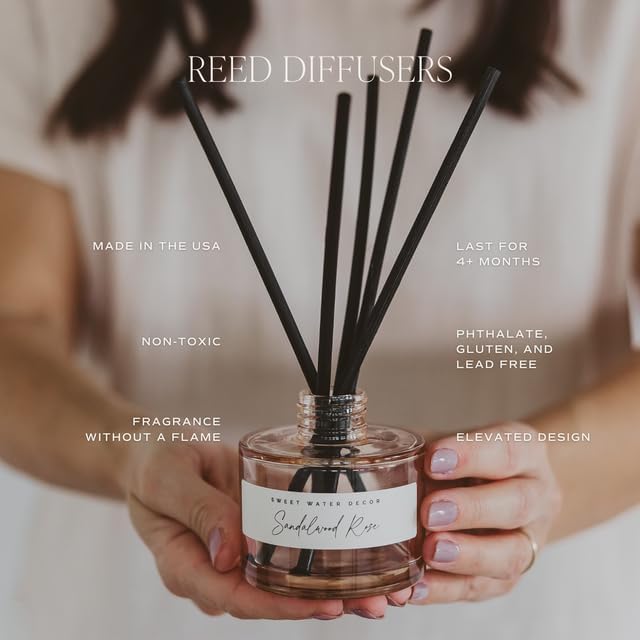Sweet Water Decor Warm and Cozy Reed Diffuser Set - Orange, Cinnamon, Clove, and Pine Fall and Winter Scented Diffuser - Sandstone Diffusers for Home, Long Lasting Fragrance, Made in The USA