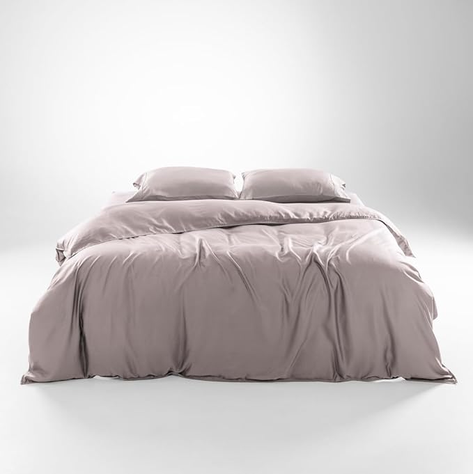 Olive + Crate Tencel Eucalyptus Cooling Duvet Cover Set - Hypoallergenic, Lyocell Tencel Duvet Cover - Soft, Temperature Regulating with Hidden Button Closure & Corner Ties - Queen Size [Dusk]
