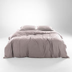 Olive + Crate Tencel Eucalyptus Cooling Duvet Cover Set - Hypoallergenic, Lyocell Tencel Duvet Cover - Soft, Temperature Regulating with Hidden Button Closure & Corner Ties - Queen Size [Dusk]