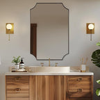 ANDY STAR Brushed Bronze Bathroom Mirror, 24x36 Inch Scalloped Mirror for Bathroom, Antique Bronze Rectangular Mirror with Premium Stainless Steel Metal Frame, Thin Frame Deep 1"