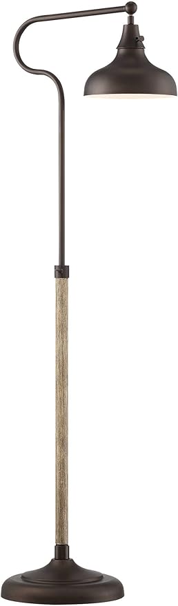Franklin Iron Works Works Ferris Industrial Farmhouse Rustic 57" Tall Downbridge Pharmacy Floor Lamp Bronze Faux Wood Grain Metal Adjustable Dome Shade for Living Room Reading Family Bedroom Office