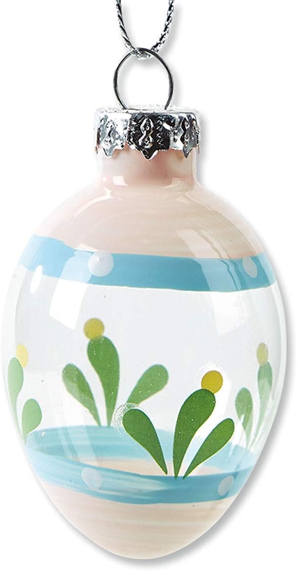 Lillian Vernon Hand Painted Blown Glass Easter Ornaments - Handcrafted Hanging Tree Decorations, Easter Egg Holiday & Party Decor, 2 in, Assorted, 12-Piece Set