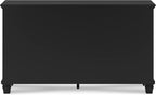 Signature Design by Ashley Lanolee Traditional Dresser with Framed Drawer Fronts and Tapered Feet, 7 Drawers, Satin Nickel Knobs, Wood, 36" High, Black