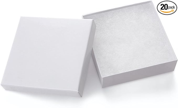GEFTOL Jewelry Gift Boxes 20 Pack 3.5x3.5x1 Inch Cardboard Jewelry Boxes,Small Gift Boxes for Jewelry Earrings Necklaces Handmade Bangles Bracelets(White)