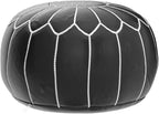 Premium Moroccan Leather Pouf - Handmade - Delivered Stuffed - Ottoman, Footstool, Floor Cushion (Dark Brown)
