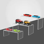 6PCS Acrylic Display Risers, 3 Sizes Clear Product Stand, Jewelry Display Riser Shelf Showcase Fixtures For Collectibles Display, Toy Figure Display