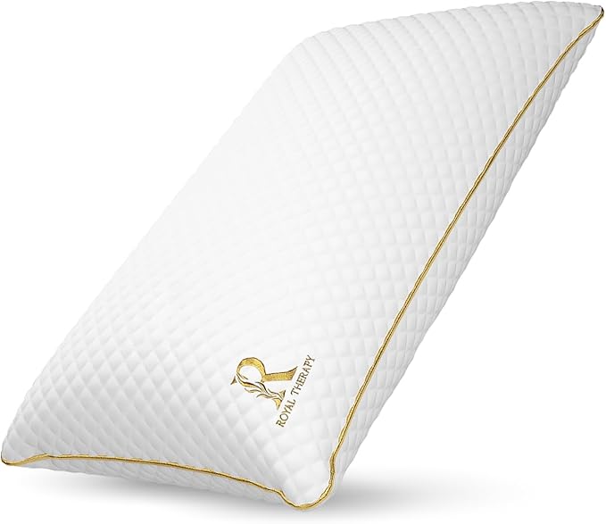 Royal Therapy King Memory Foam Pillows - Shredded Memory Foam Pillow for All Sleep Positions - Medium Firm Pillow with Adjustable Loft - Bamboo-Derived Rayon Cover - CertiPUR-US & Oeko-TEX Certified