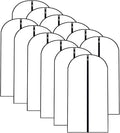 Garment Bags for Hanging Clothes 12 PCS Transparent Waterproof Dustproof Storage for Wardrobe Storage Suit Covers for Closet Clear Reuse Full Zipper for Costumes Suits Coats 24''x48''