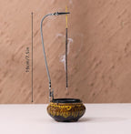 Incense Burner with Calabash Incense Stick Holder - Porcelain Charcoal Censer for Use with Resin Granular Powder Cone or Coil Incense (Fambe Yellow)
