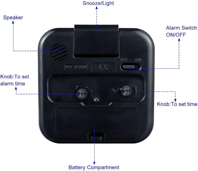 Small Battery Operated Analog Travel Alarm Clock Silent Non Ticking, Gentle Wake, Ascending Beep Sounds, Snooze,Lighted on Demand, Easy Set(Black)